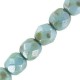 Czech Fire polished faceted glass beads 4mm Chalk white blue luster